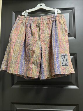 Jimmy Z Patterned Men’s lined board Shorts - Tan/Blue/Pink